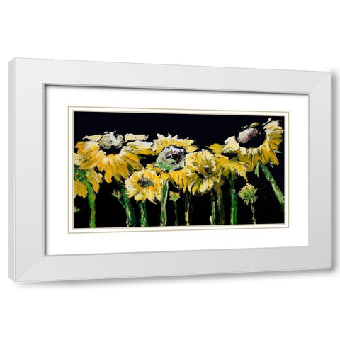 Sunflower Field on Black White Modern Wood Framed Art Print with Double Matting by Chapman, Marcy