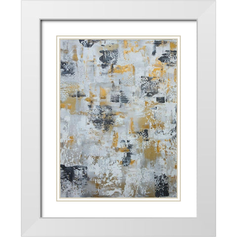 Silver Gray Gold Abstract White Modern Wood Framed Art Print with Double Matting by Chapman, Marcy