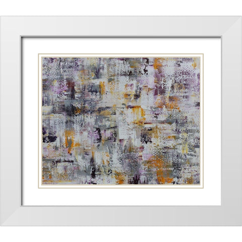 Gold Purple Grey Abstract White Modern Wood Framed Art Print with Double Matting by Chapman, Marcy