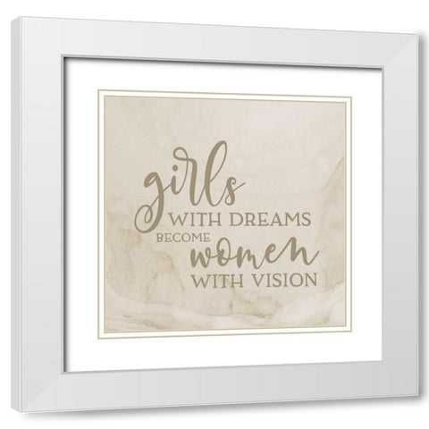 Girl Inspired-Dreams White Modern Wood Framed Art Print with Double Matting by Reed, Tara