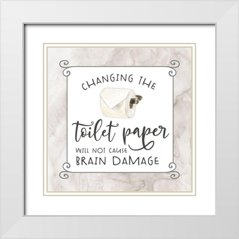 Bath Humor Toilet  Paper White Modern Wood Framed Art Print with Double Matting by Reed, Tara