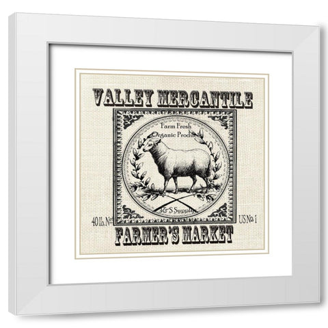 Farmhouse Grain Sack Label Sheep White Modern Wood Framed Art Print with Double Matting by Tre Sorelle Studios