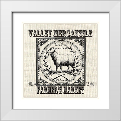 Farmhouse Grain Sack Label Sheep White Modern Wood Framed Art Print with Double Matting by Tre Sorelle Studios