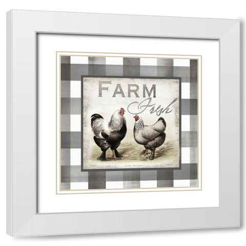 Buffalo Check Farm House Chickens Neutral II White Modern Wood Framed Art Print with Double Matting by Tre Sorelle Studios