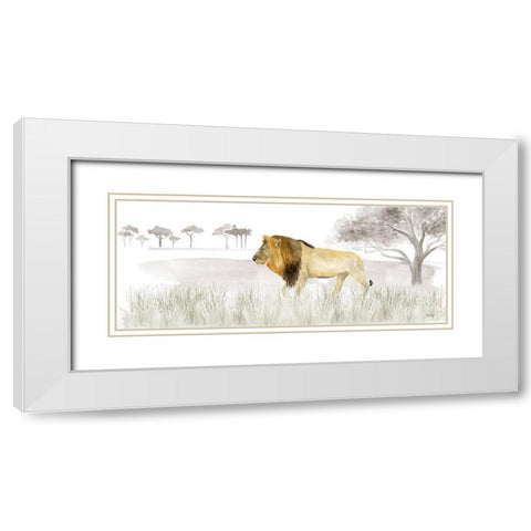 Serengeti Lion horizontal panel White Modern Wood Framed Art Print with Double Matting by Reed, Tara