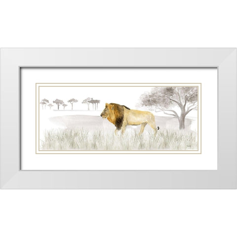 Serengeti Lion horizontal panel White Modern Wood Framed Art Print with Double Matting by Reed, Tara