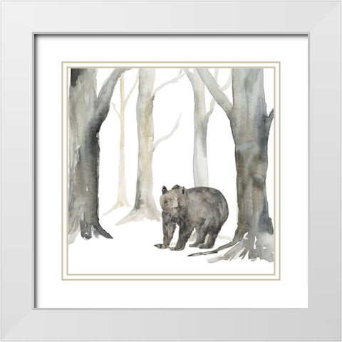 Winter Forest Bear White Modern Wood Framed Art Print with Double Matting by Reed, Tara