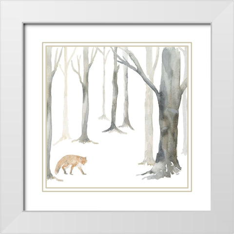 Winter Forest Fox White Modern Wood Framed Art Print with Double Matting by Reed, Tara