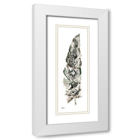 Tribal Feather Neutral Panel I White Modern Wood Framed Art Print with Double Matting by Tre Sorelle Studios