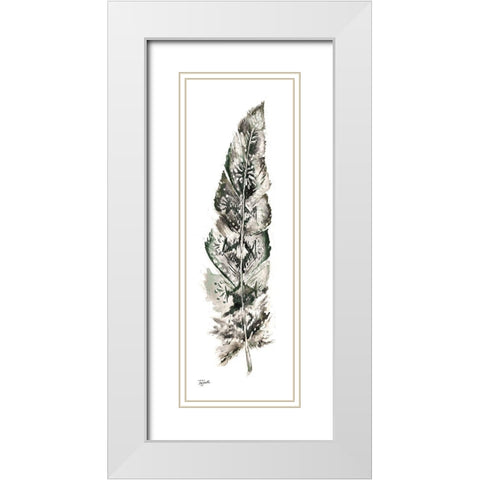 Tribal Feather Neutral Panel I White Modern Wood Framed Art Print with Double Matting by Tre Sorelle Studios
