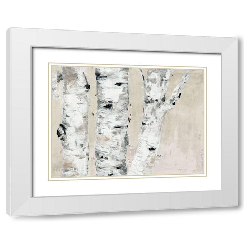 Birch Tree Close Up Neutral White Modern Wood Framed Art Print with Double Matting by Cusson, Marie Elaine