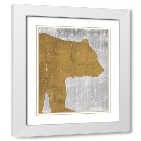 Rustic Lodge Animals Bear on Grey White Modern Wood Framed Art Print with Double Matting by Cusson, Marie Elaine