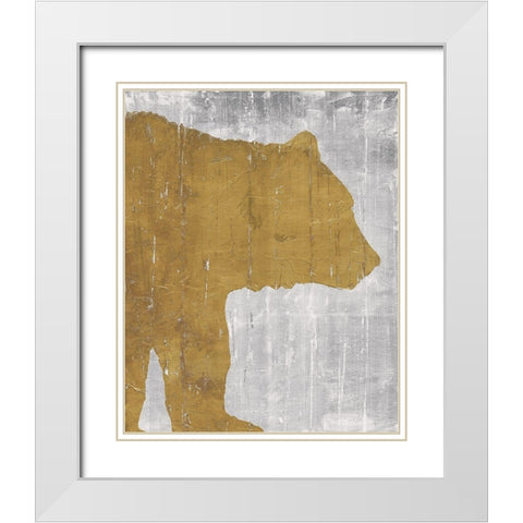 Rustic Lodge Animals Bear on Grey White Modern Wood Framed Art Print with Double Matting by Cusson, Marie Elaine