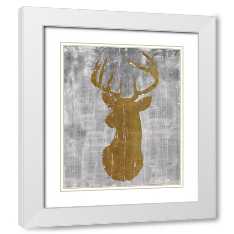 Rustic Lodge Animals Deer Head on Grey White Modern Wood Framed Art Print with Double Matting by Cusson, Marie Elaine