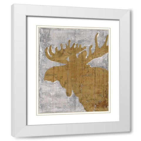 Rustic Lodge Animals Moose on Grey White Modern Wood Framed Art Print with Double Matting by Cusson, Marie Elaine