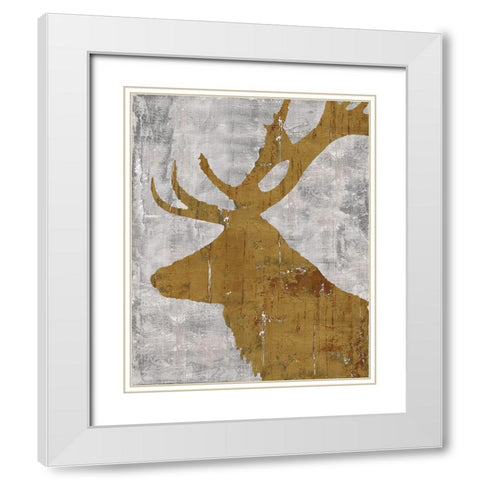 Rustic Lodge Animals Deer on Grey White Modern Wood Framed Art Print with Double Matting by Cusson, Marie Elaine