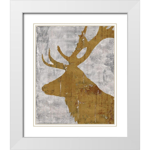Rustic Lodge Animals Deer on Grey White Modern Wood Framed Art Print with Double Matting by Cusson, Marie Elaine