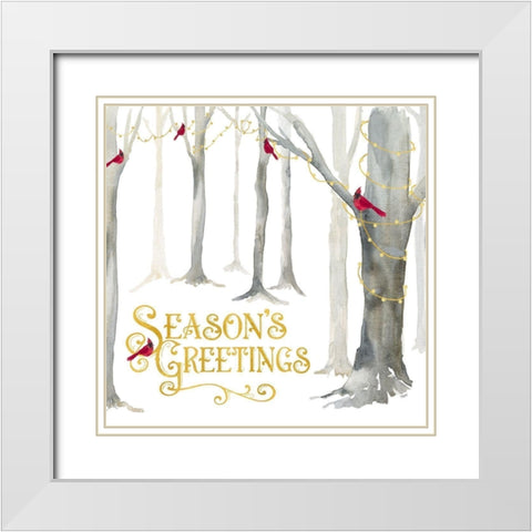 Christmas Forest IV-Seasons Greetings White Modern Wood Framed Art Print with Double Matting by Reed, Tara
