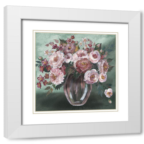 Romantic Moody Florals White Modern Wood Framed Art Print with Double Matting by Tre Sorelle Studios