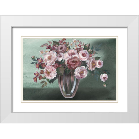 Romantic Moody Florals Landscape White Modern Wood Framed Art Print with Double Matting by Tre Sorelle Studios