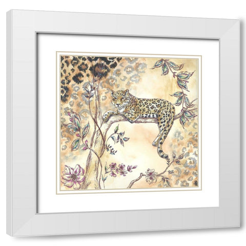 Leopard on neutral I White Modern Wood Framed Art Print with Double Matting by Tre Sorelle Studios