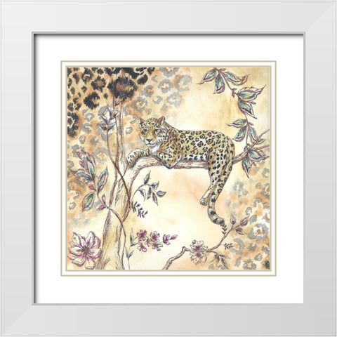 Leopard on neutral I White Modern Wood Framed Art Print with Double Matting by Tre Sorelle Studios