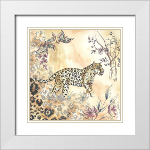 Leopard on neutral II White Modern Wood Framed Art Print with Double Matting by Tre Sorelle Studios