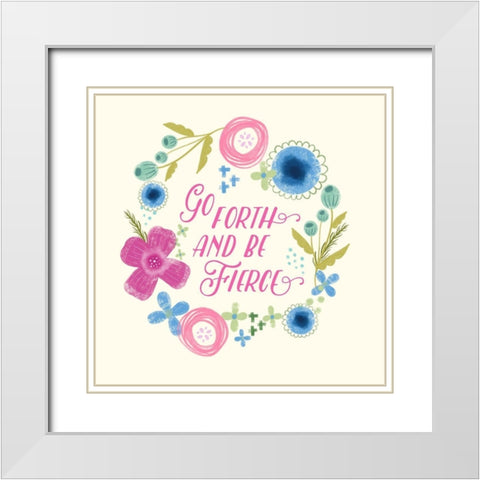 Fierce Girl Pink I White Modern Wood Framed Art Print with Double Matting by Noonday Design