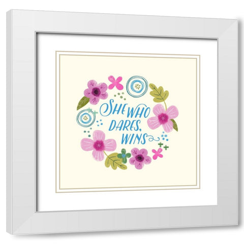 Fierce Girl Pink II White Modern Wood Framed Art Print with Double Matting by Noonday Design