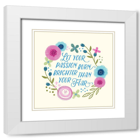 Fierce Girl Pink III White Modern Wood Framed Art Print with Double Matting by Noonday Design