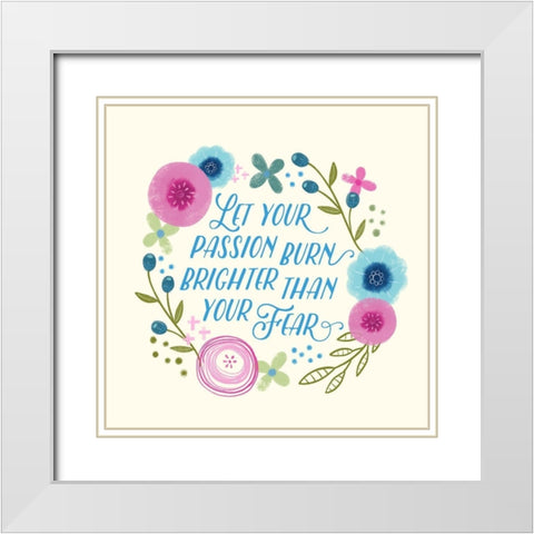 Fierce Girl Pink III White Modern Wood Framed Art Print with Double Matting by Noonday Design