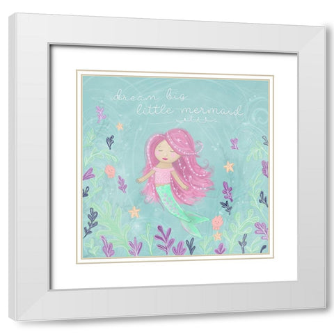 Mermaid and Octopus I White Modern Wood Framed Art Print with Double Matting by Hartworks