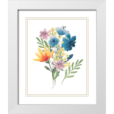 Flower Burst I White Modern Wood Framed Art Print with Double Matting by Hartworks