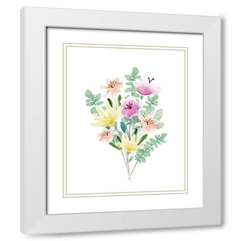 Flower Burst II White Modern Wood Framed Art Print with Double Matting by Hartworks