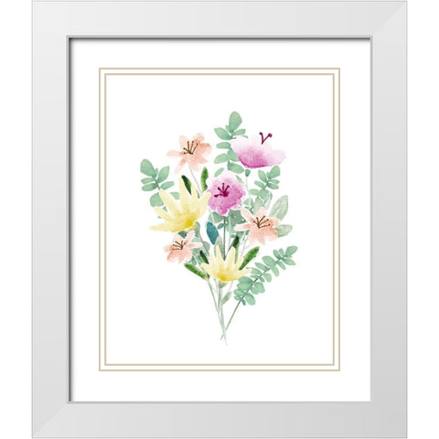 Flower Burst II White Modern Wood Framed Art Print with Double Matting by Hartworks