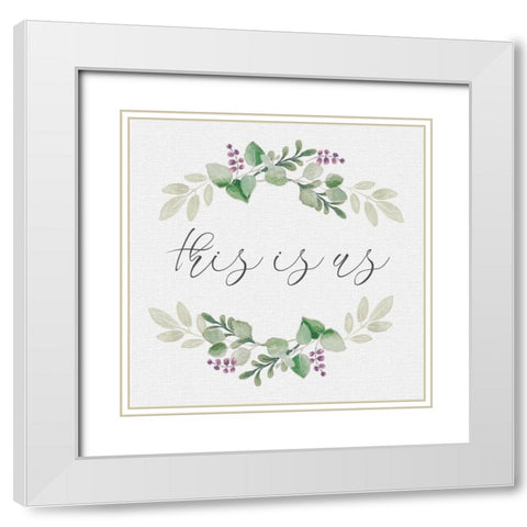 Botanical Wreath This is Us White Modern Wood Framed Art Print with Double Matting by Hartworks