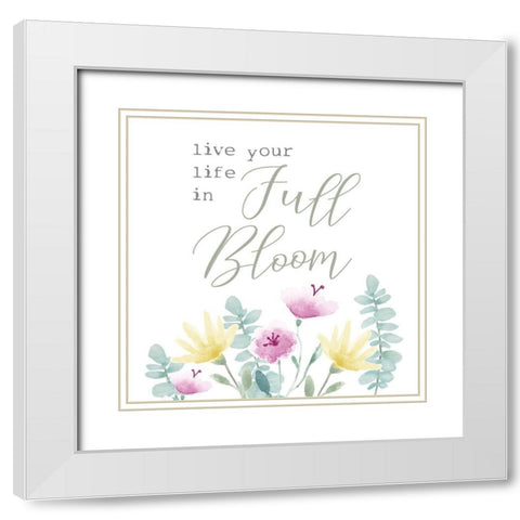 Full Bloom I White Modern Wood Framed Art Print with Double Matting by Hartworks