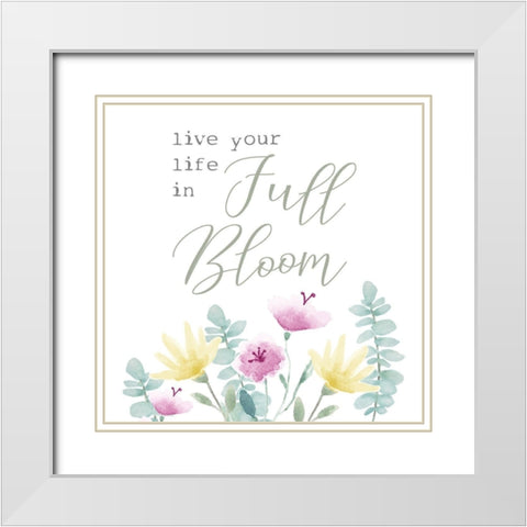 Full Bloom I White Modern Wood Framed Art Print with Double Matting by Hartworks