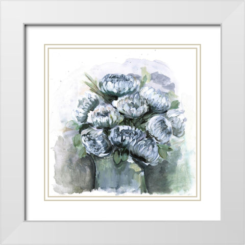 Potted Chrysanthemums White Modern Wood Framed Art Print with Double Matting by Chapman, Marcy