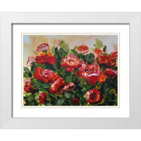Red Poppies Garden White Modern Wood Framed Art Print with Double Matting by Chapman, Marcy