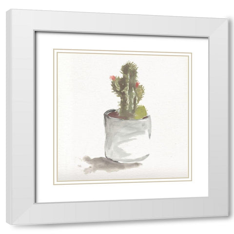 Watercolor Cactus Still Life II White Modern Wood Framed Art Print with Double Matting by Chapman, Marcy
