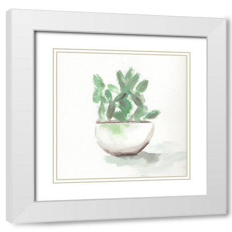 Watercolor Cactus Still Life III White Modern Wood Framed Art Print with Double Matting by Chapman, Marcy