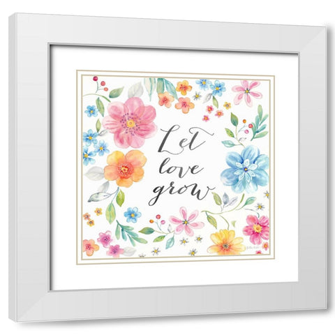 Whimsical Blooms Sentiment II White Modern Wood Framed Art Print with Double Matting by Coulter, Cynthia