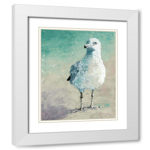 Beach Bird II White Modern Wood Framed Art Print with Double Matting by Cusson, Marie Elaine