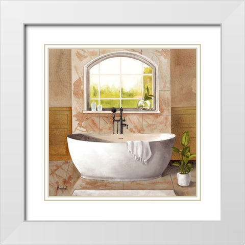 Marble Bath I White Modern Wood Framed Art Print with Double Matting by Bannarot