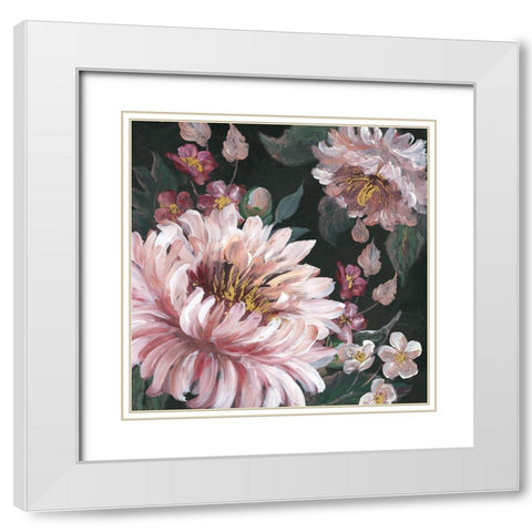 Romantic Moody Florals on Black I White Modern Wood Framed Art Print with Double Matting by Tre Sorelle Studios