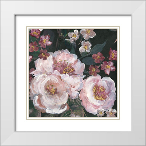 Romantic Moody Florals on Black II White Modern Wood Framed Art Print with Double Matting by Tre Sorelle Studios