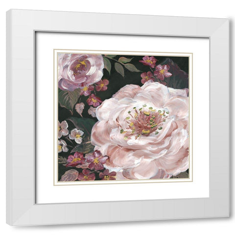 Romantic Moody Florals on Black III White Modern Wood Framed Art Print with Double Matting by Tre Sorelle Studios