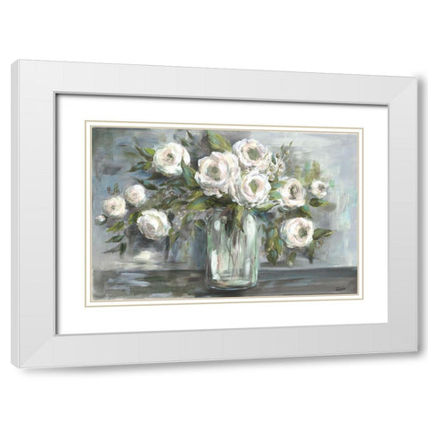 Soft Blooms Still Life White Modern Wood Framed Art Print with Double Matting by Tre Sorelle Studios