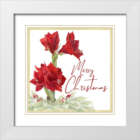Merry Amaryllis VI White Modern Wood Framed Art Print with Double Matting by Reed, Tara